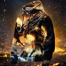 Herren Drache Kapuzenshirts Pullover Mode Cool Täglich Langarm Rundhalsausschnitt Streetwear Party Ferien Gelb Kordelzug Herbst Winter Designer S M L XL XXL XX