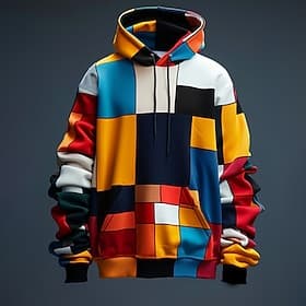 Men's Plaid Hoodies Sweatshirt Fashion Cool Daily Long Sleeve Crew Neck Party Holiday Streetwear Orange Drawstring Fall Winter Designer S M L XL XXL XXXL