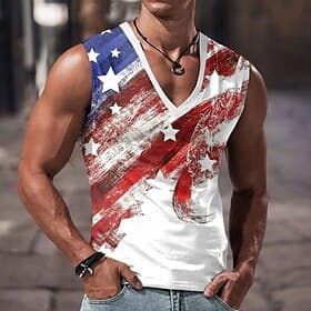 4th of July 2026 250th Memorial Day Men's Patriotic Designer Patriot Graphic 3D Print National Flag Veteran T-Shirt