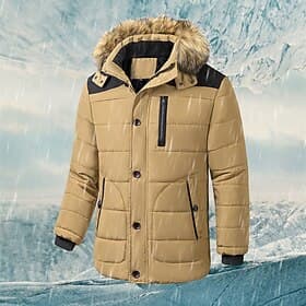Herre Vinter jakke Pufferjakke Fleece jakke Polstret jakke Lomme Polyester Ferierejse Dagligdagstøj Stævnemøde Normal Mode Afslappet Bekvem Hold Varm Efterår v thumbnail 2
