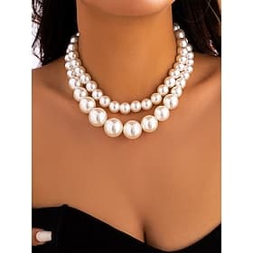 Elegant Multi-Layer Faux Pearl Necklace  Classic Statement Jewelry for Women  Perfect for Weddings, Parties, and Formal Events