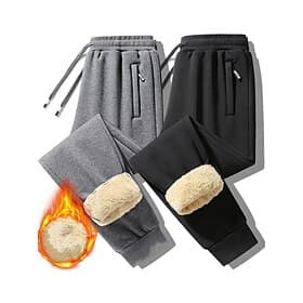 Herre Sherpa Fleece bukser Joggingbukser Jogger Bukser Lomme Snørelukning Elastisk Talje Vanlig Komfort Varm Sport  Udendørs Daglig Mode Afslappet Sort Grå Mik