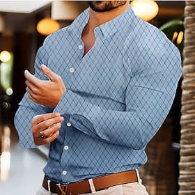 Men's Dress Shirt Non Iron Shirt Wedding Outdoor Light Blue Black White Red Long Sleeve Turndown Summer Spring Clothing Apparel