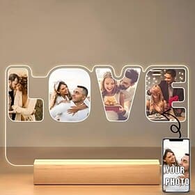 Cadre photo lumineux personnalisé Saint-Valentin amour veilleuse acrylique personnalisée alimentée par USB parfait pour la Saint-Valentin anniversaire de maria