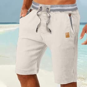 Homme Shorts Shorts en Lin Shorts d'été Shorts de plage Avec Poches Cordon de serrage Taille Élastique Bloc de Couleur Confort Respirant Longueur complète Occa