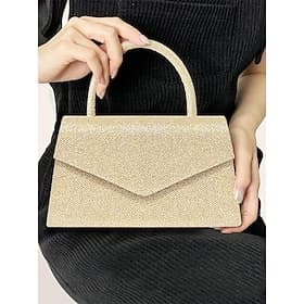 Women's Clutch Evening Bag Shoulder Bags Flap Bag Polyester Party Wedding Party Chain Large Capacity Multi Carry Solid Color Silver Black Champagne