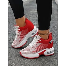 baskets rouges polyvalentes pour femmes avec semelle à coussin d'air pour la salle de sport ou les sorties décontractées