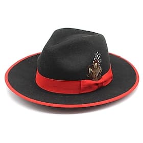 Men's Kentucky Derby Hat Sun Hat Cowboy Hat Fedora Trilby Hat Black Red Woolen Vintage Style Fashion 18th Century State of Texas Daily Theme Party Color Block