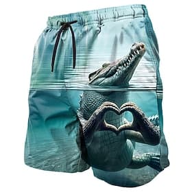Men's Animal Crocodile Funny Board Shorts Swimming Trunks Shorts Mid Waist Streetwear Hawaiian Casual Daily Holiday Drawstring Pocket Elastic Waist Designer Cl