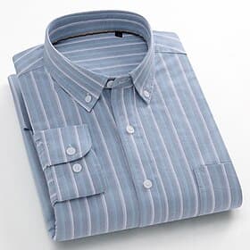 Men's 100% Cotton Oxford Shirt grey blue Light Green Pink Purple Long Sleeve Striped Button Down Collar School Wedding Buttons Clothing Apparel Neutral Fashion