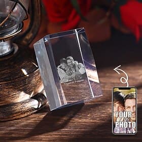 Personalized 3D Engraved Crystal Photo Gift Custom Rectangle Shaped Holographic Laser Photo Decoration Birthday,Valentine's Wedding Memorial, Mother's Day,Chri thumbnail 2