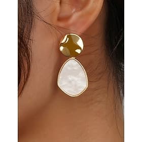 Women's Elegant Gold Plated Pearl Stud Earrings with Heart and Round Shapes  Perfect for Everyday Wear and Special Occasions