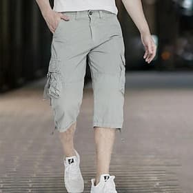 Men's Capri Cargo Shorts Cargo Shorts Shorts Hiking Shorts Multi Pocket Plain Comfort Wearable Calf-Length Outdoor Casual Camping  Hiking Fashion Streetwear Bl