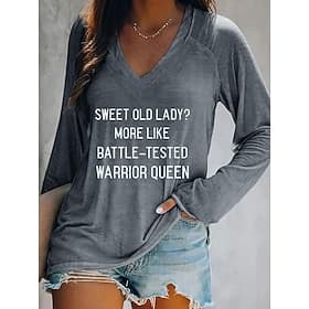 Women's T shirt Long Sleeve V Neck Long Sleeve Graphic Casual Basic Print Regular Tops Daily Weekend Gray Fall  Winter Prefall