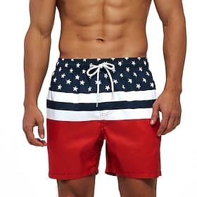 Men's Swim Shorts Swim Trunks Stripes Drawstring with Pockets Quick Dry With Pockets Board Shorts Bathing Suit Surfing Beach Water Sports Summer
