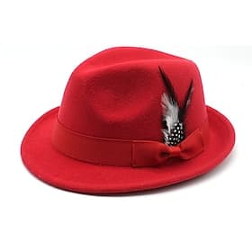 Men's Kentucky Derby Hat Sun Hat Cowboy Hat Fedora Trilby Hat Black Red Woolen Vintage Style Fashion 18th Century State of Texas Daily Theme Party Solid / Plai thumbnail 2