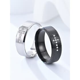 Men's Stainless Steel Cross Rings with Rhinestone Inlay, Durable Christian Jewelry, Ideal for Daily Wear, Church, and Gifts