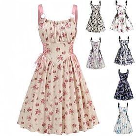 1950s Retro Vintage Dress Masquerade Floral Fancy Dress Women's Carnival New Year Masquerade Casual Daily Bachelorette Party Adults' Dress