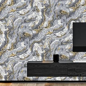 Abstract Marble Gold 3D Wallpaper Wall Mural Roll Peel and Stick Removable PVC/Vinyl Material Self Adhesive/Adhesive Required Wall Decor for Living Room Kitche