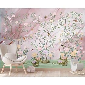 Flower Wallpaper Chinese Painting Wall Mural Roll Peel and Stick Removable PVC/Vinyl Material Self Adhesive/Adhesive Required Wall Decor for Living Room Kitche