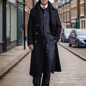 Men's Overcoat Trench Coat Long Trench Coat Vacation Daily Fall  Winter Polyester Thermal Warm Windproof Outerwear Clothing Apparel Fashion Classic Plain Pocke thumbnail 2
