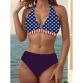 Women's Swimwear Bikini Swimsuit Flag Elegant Fashion Bathing Suits