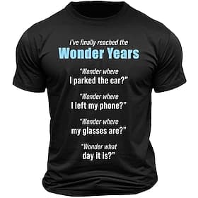 Men's Funny Graphic T-Shirt: 'Wonder Years' Aging Forgetfulness Humor Tee