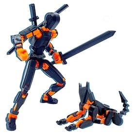 (Assembly Completed) T13 Action Figure Set 3D Printed Toys Robo 13 Action FigureDummy 13 Titan 13 Action Figure (Black  Orange) Christmas Gift