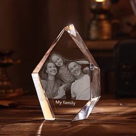 Personalized 3D Engraved Crystal Photo Gift Custom Volcanic Shaped Holographic Laser Photo Decoration Birthday,Valentine's Wedding Memorial, Mother's Day,Chris