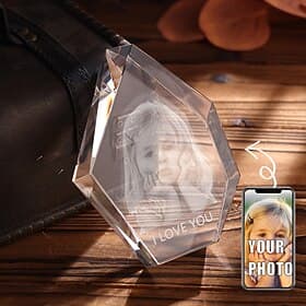 Personalized 3D Engraved Crystal Photo Gift Custom Volcanic Shaped Holographic Laser Photo Decoration Birthday,Valentine's Wedding Memorial, Mother's Day,Chris thumbnail 2