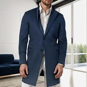 Men's Overcoat Trench Coat Long Trench Coat Vacation Daily Fall  Winter Polyester Thermal Warm Windproof Outerwear Clothing Apparel Fashion Classic Plain Pocke thumbnail 4