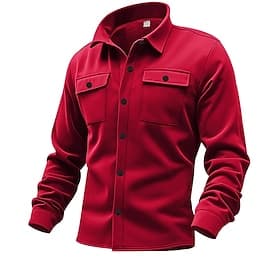 Men's Lightweight Jacket Summer Jacket Shirt Jacket Cargo Jacket Vacation Daily Fleece Lining Warm Pocket Fall  Winter Plain Fashion Classic Lapel Regular Came