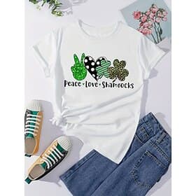 dames st. patrick's day 100% katoenen t-shirt dagelijks casual korte mouw wit zomer thumbnail 2