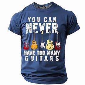 Musikfestival Herren Gitarre Lustiger Slang T Shirt Kurzarm T-Shirt 3D-Druck Rundhalsausschnitt Hemd Mode Täglich Täglich Straße Blau Schwarz Grün Sommer Frühl