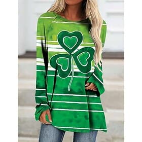 dames st. patrick's day t-shirt dagelijks casual lange mouw groen herfst winter thumbnail 2