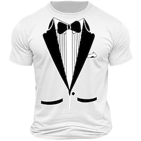 Men's Funny Tuxedo Graphic Short Sleeve T-Shirt in Black