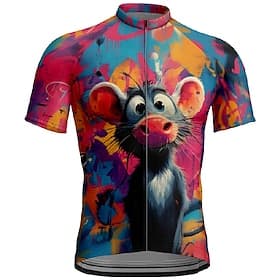 Men's Cycling Jersey Animal Graffiti Short Sleeve Bike Tee Tshirt Jersey with 3 Rear Pockets Mountain Bike MTB Quick Dry Anatomic Design Wicking Breathable Spo