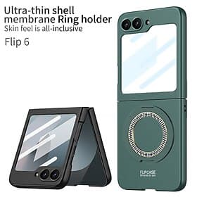 telefoon hoesje Voor Samsung Galaxy Z Flip 4 Achterkant met standaard Schokbestendig Retro Gehard glas PC thumbnail 2