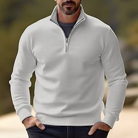 Men's Sweater Dress Sweater Pullover Sweater Jumper Knit Sweater Jumper Ribbed Knit Regular Tops Half Zip Slim Fit Plain Stand Collar Basic Modern Contemporary