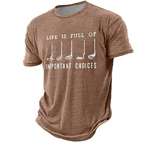 Men's Funny Golf Graphic T-Shirt - 'Life is Full of Important Choices' Quote Short Sleeve Tee