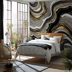 Abstract Marble Gold 3D Wallpaper Wall Mural Roll Peel and Stick Removable PVC/Vinyl Material Self Adhesive/Adhesive Required Wall Decor for Living Room Kitche thumbnail 3