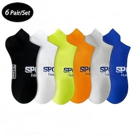 Herren 6 Stück Mehrfachpackungen Socken Ankle Socken Laufsport Socken Freizeitsocken Schwarz Weiß Farbe Buchstabe Urlaub Sport  Natur Täglich Grundlegend Mitte