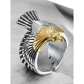 Men's Vintage Silver and Gold Eagle Ring - Bold Animal Design, Stainless Steel Jewelry, Perfect for Casual Wear, Party and Gift