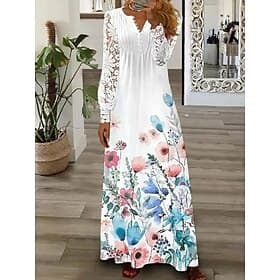 Women's Midi Dress Casual Dress A Line Dress Stylish Casual Vacation Daily Regular Fit Floral Short Sleeve V Neck White Pink Red Light Blue Summer