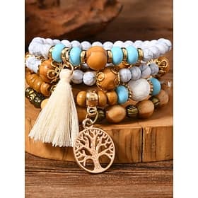 Bracelet de perles Le style rétro Boule Mode Personnalisé Bracelet Bijoux Noir Blanche Rose pour Vacances