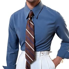 Men's Shirt Spearpoint Collar Shirt Dress Shirt Non Iron Shirt Button Up Shirt Plain Casual Daily Blue Black Long Sleeve Lapel Spring   Fall Clothing Apparel