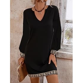 Women's Long Dress Maxi Dress Black Dress Casual Dress Cocktail Dress Formal Dresses Stylish Basic Casual Daily Vacation Party Regular Fit Plain Long Sleeve V