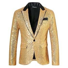 Herren Blazer Smoking Leistung Geschäft Cocktailparty Mode Lässig Frühling  Herbst Polyester Einfach Tasche Knöpfe Bequem Einreihig Blazer Silber Schwarz Rote