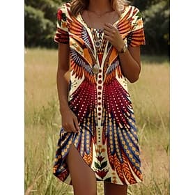 Women's Mini Dress Boho Casual Dress Petite Dress T Shirt Dress Tee Dress Sundress Stylish Casual Vacation Casual Daily Regular Fit Graphic Short Sleeve Crew N