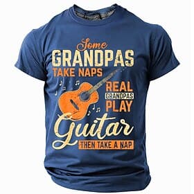 Men's Graphic T-Shirt: Real Grandpas Play Guitar Then Nap - Funny Musician  Grandfather Gift